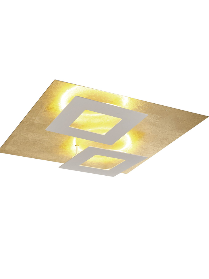 Mantra Dalia White And Gold Large Square Flush Led Ceiling Light - M8161 - 3000K