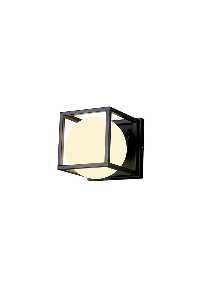 Mantra Desigual Small Black Cage Wall Light Complete With Opal Globe