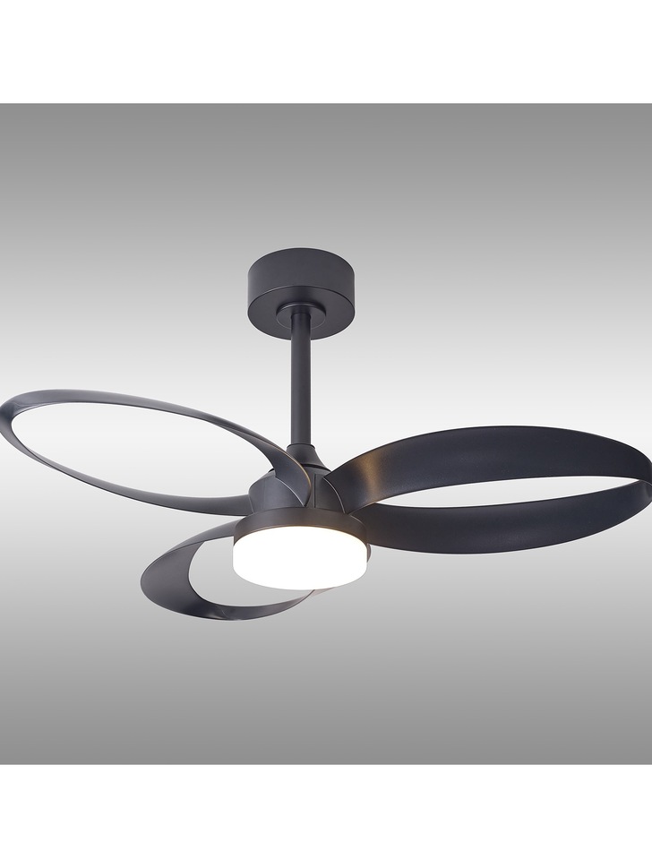 Mantra Infinity Semi-Flush Black Led Ceiling Fan Light Complete With Remote Control - 2700-5000K