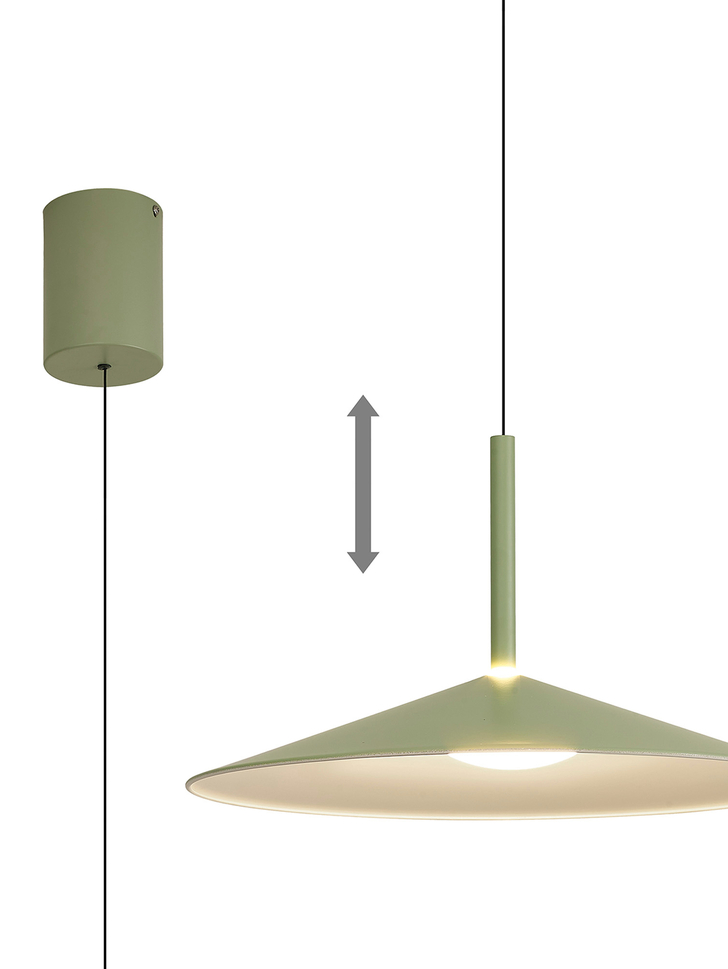 Mantra Large Calice Green/White Rise And Fall Led Pendant Light - 3000K - M7898