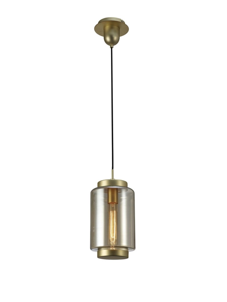 Mantra M6201 Jarras Matt Gold/Cognac Glass 20cm Round Glass Pendant