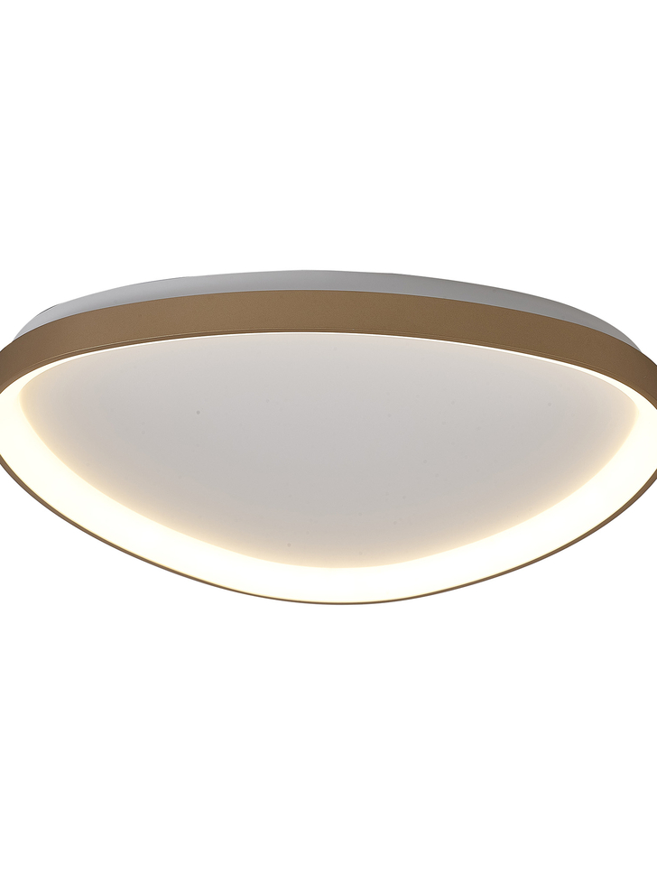 Mantra Niseko II 61cm Led Gold Triangular Flush Led Ceiling Light In White Complete With Remote Control & App - 2700K-6000K