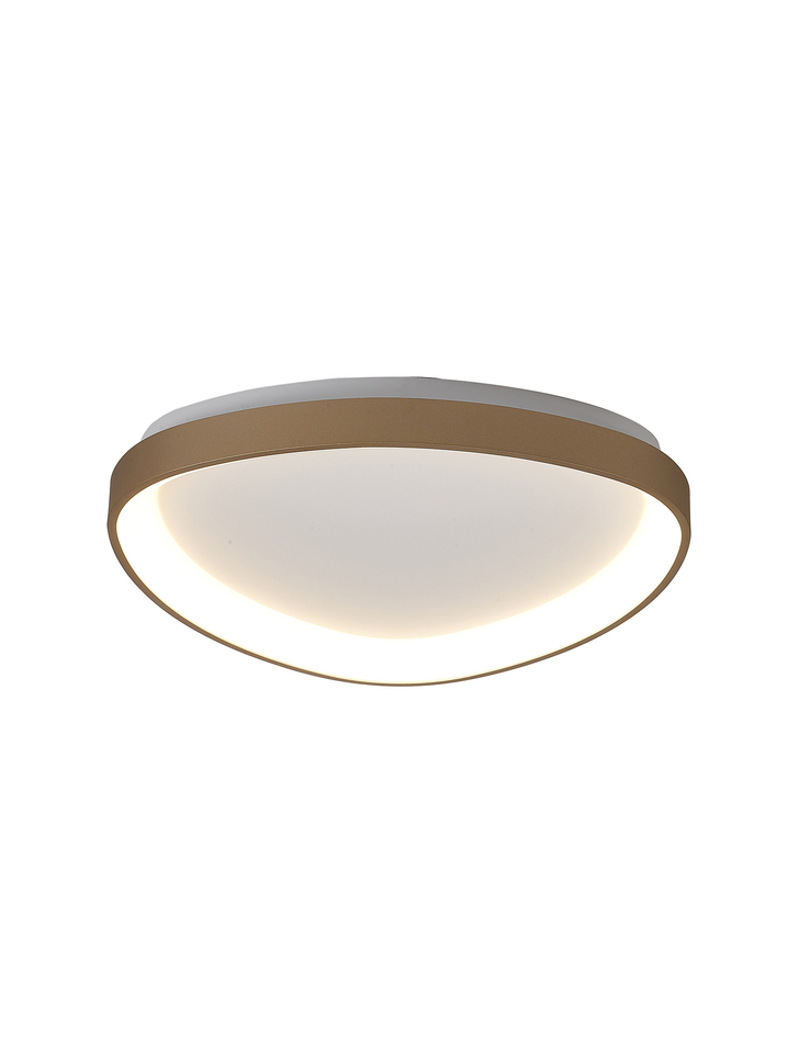 Mantra Niseko II Small 42cm Led Gold Triangular Flush Led Ceiling Light In White Complete With Remote Control & App - 2700K-6000K