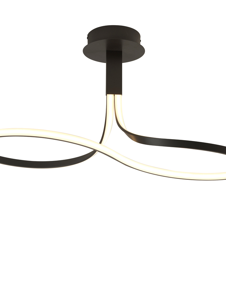 Mantra Nur Brown Oxide/Frosted Large Semi Flush Ring Dimmable Led Ceiling Light - 2800K