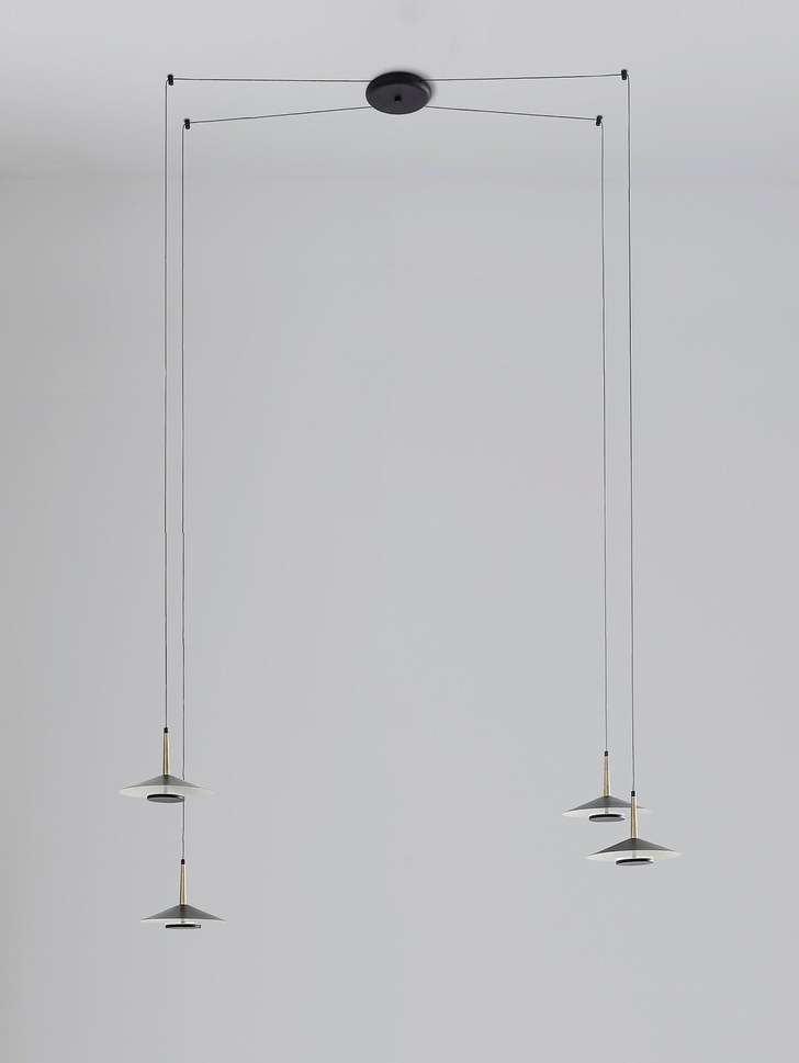 Mantra Orion 4 Light LED Linear Pendant Black & Antique Brass - 3000K