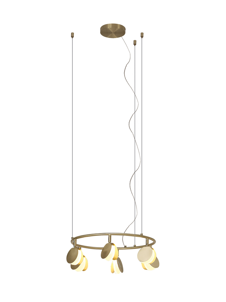 Mantra Shell Gold Round Disc 6 Light Led Pendant Light - 3000K