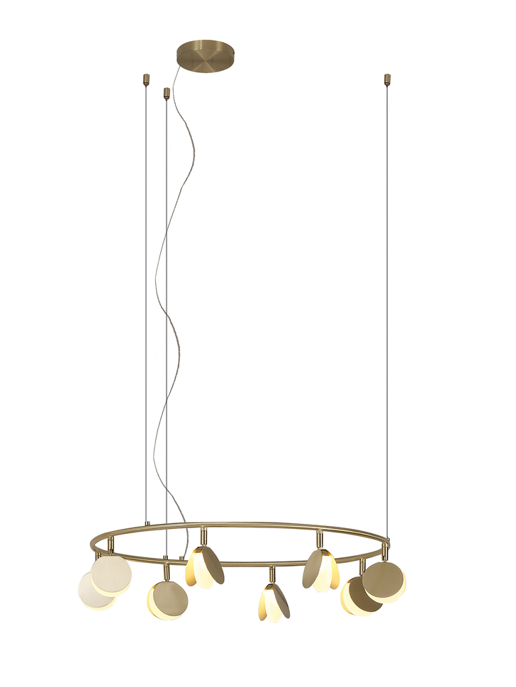 Mantra Shell Gold Round Disc 8 Light Led Pendant Light - 3000K