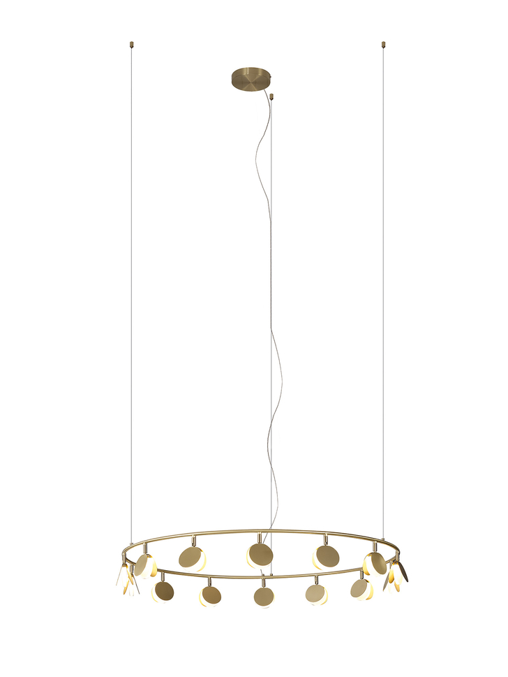 Mantra Shell Gold Round Disc Extra Large 14 Light Led Pendant Light - 3000K