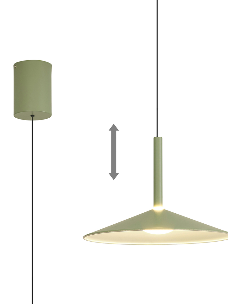 Mantra Small Calice Green/White Rise And Fall Led Pendant Light - 3000K - M7899