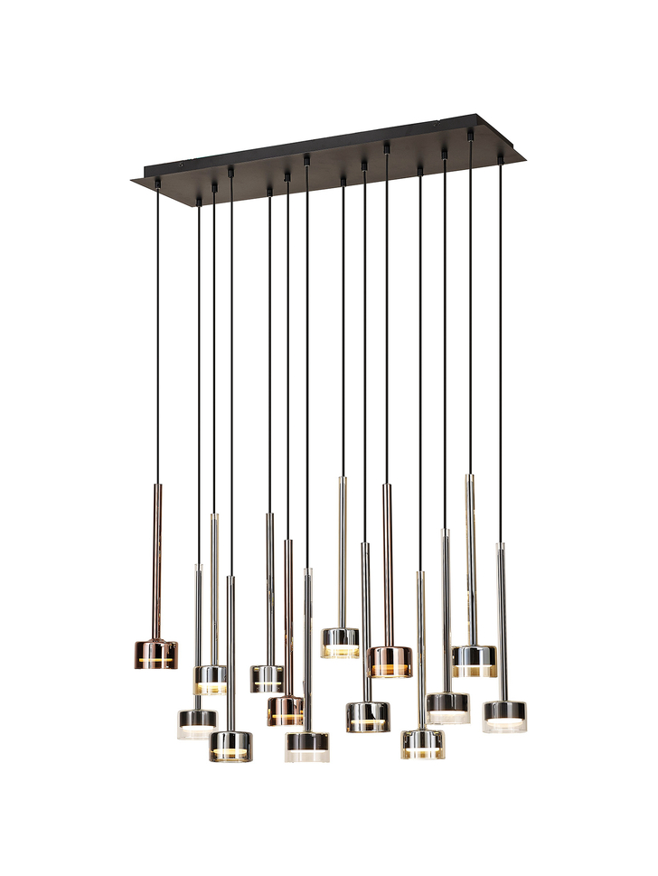 Mantra Tonic 14 Light Island Light Compete With Black, Chrome, Copper And Copper Glasses Complete With 3000K GX53 Led Lamps