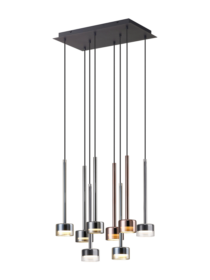 Mantra Tonic 8 Light Island Light Compete With Black, Chrome, Copper And Copper Glasses Complete With 4000K GX53 Led Lamps