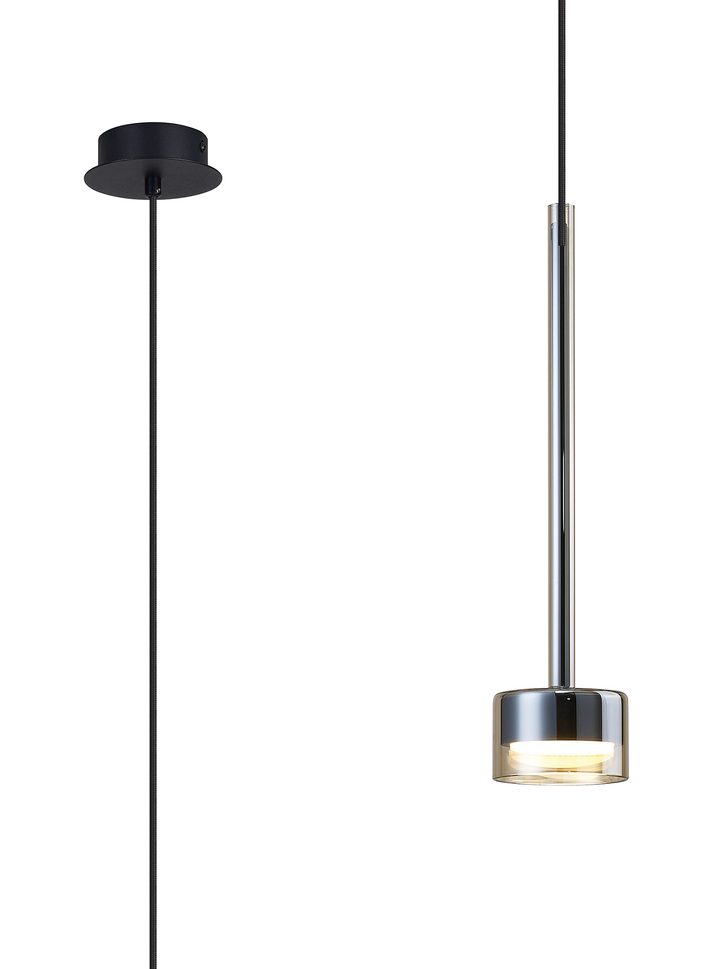 Mantra Tonic Bronze/Black Single Pendant Light With Bronze Glass Complete With 3000K GX53 Led Lamp