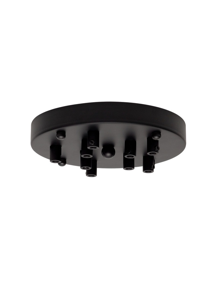 Matt Black 9 Hole Ceiling Rose With Cable Clamps