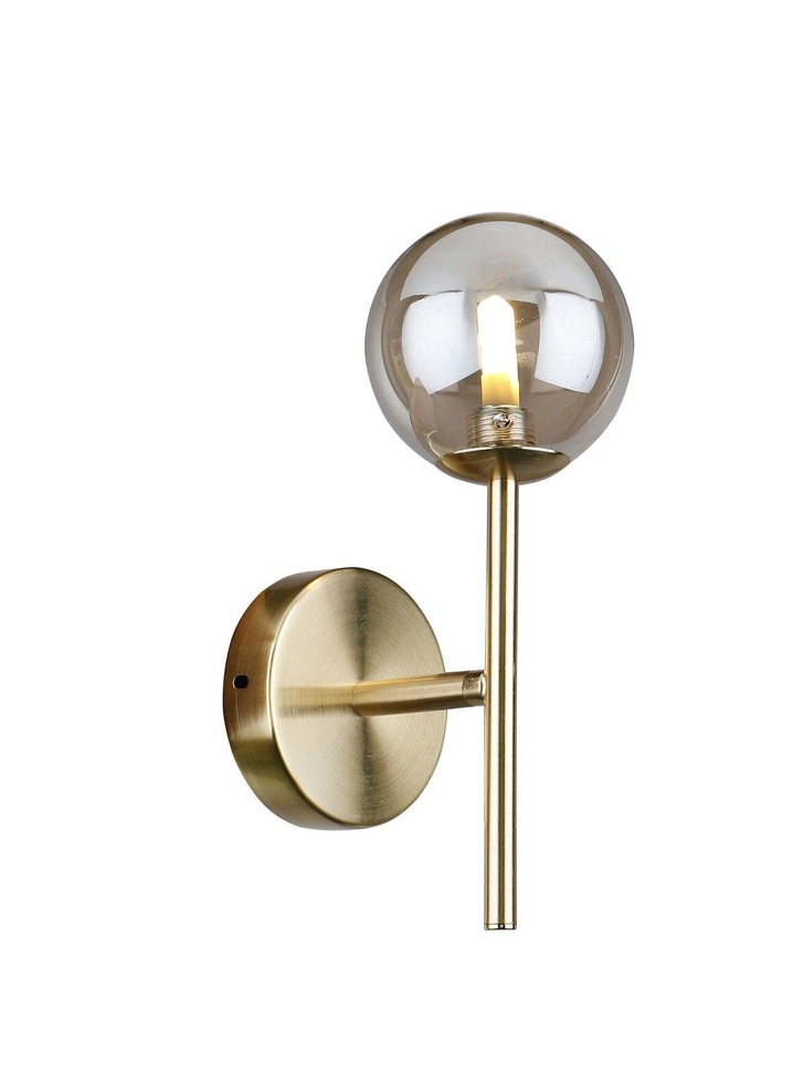 Piper Gold Single Wall Light Complete With Cognac Glass Sphere