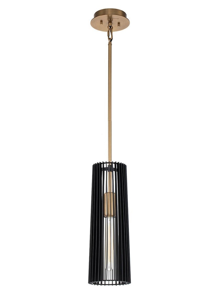 Quintiesse Linara 1 Light Pendant In Black And Natural Brass - QN-LINARA-P-BK