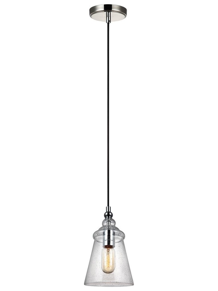 Quintiesse Loras 1 Light Mini Pendant In Polished Chrome Complete With Clear Seeded Glass - QN-LORAS-1MP