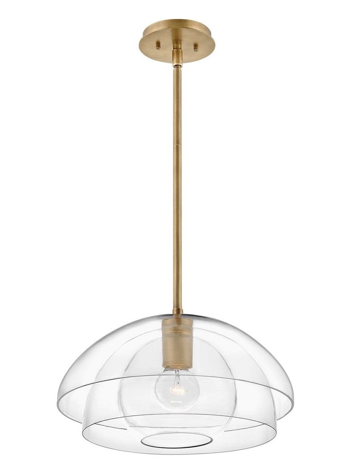 Quintiesse Lotus 1 Light Pendant / Semi-flush In Heritage Brass With Clear Glasses - QN-LOTUS-P-HBR