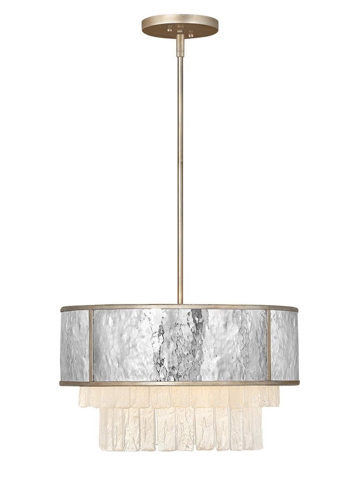 Quintiesse Reverie 4 Light Semi-Flush/Pendant In Hammered Stainless Steel And Champagne Gold - QN-REVERIE-4P-CPG