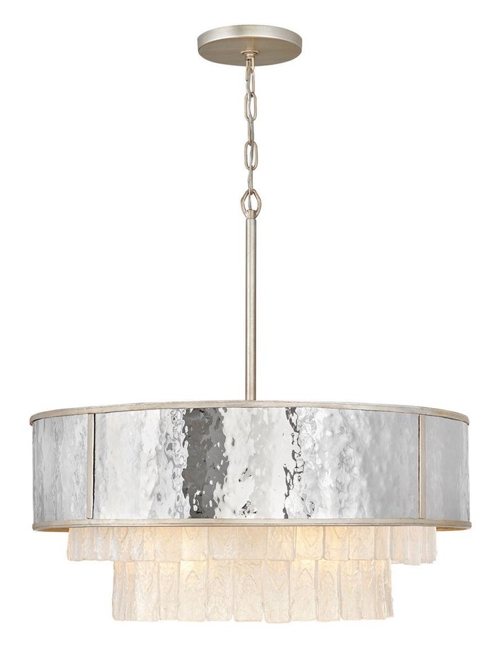 Quintiesse Reverie 8 Light Pendant In Hammered Stainless Steel And Champagne Gold - QN-REVERIE-8P-CPG