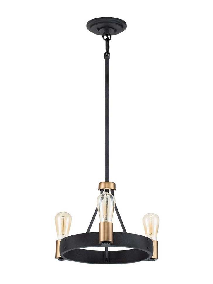 Quintiesse Silas 3 Light Pendant/Semi-Flush In Aged Zinc And Heritage Brass - QN-SILAS-3P-DZ