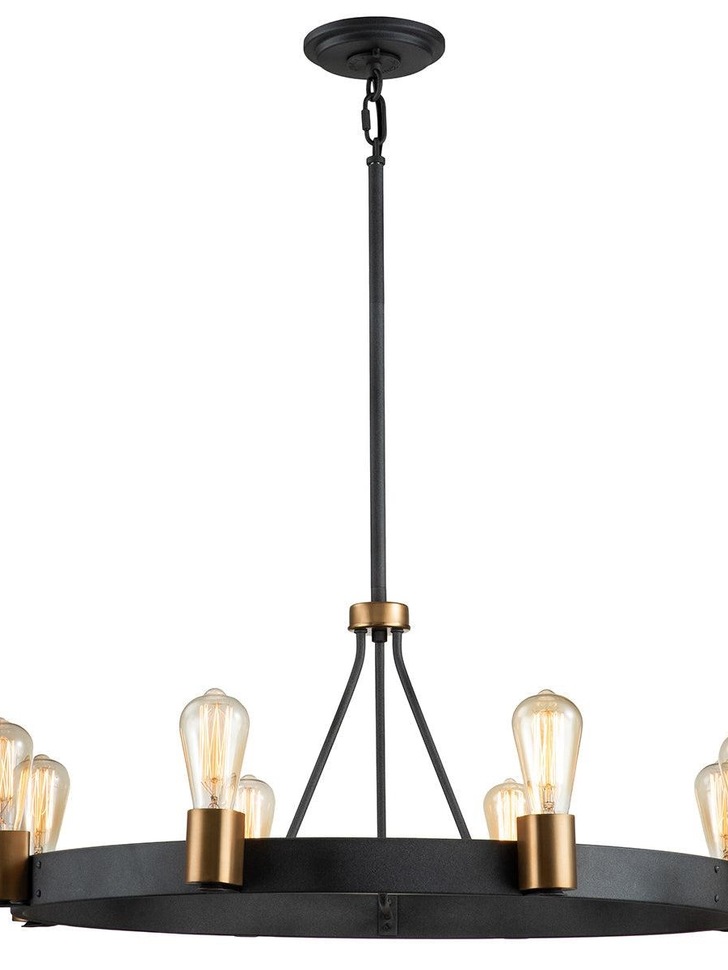 Quintiesse Silas 8 Light Pendant/Semi-Flush In Aged Zinc And Heritage Brass - QN-SILAS-8P-DZ