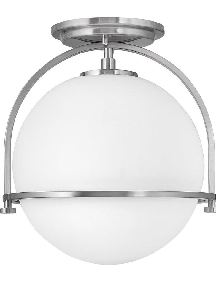 Quintiesse Somerset 1 Light Flush Mount In Brushed Nickel Complete With Opal Glass - QN-SOMERSET-F-O-BN