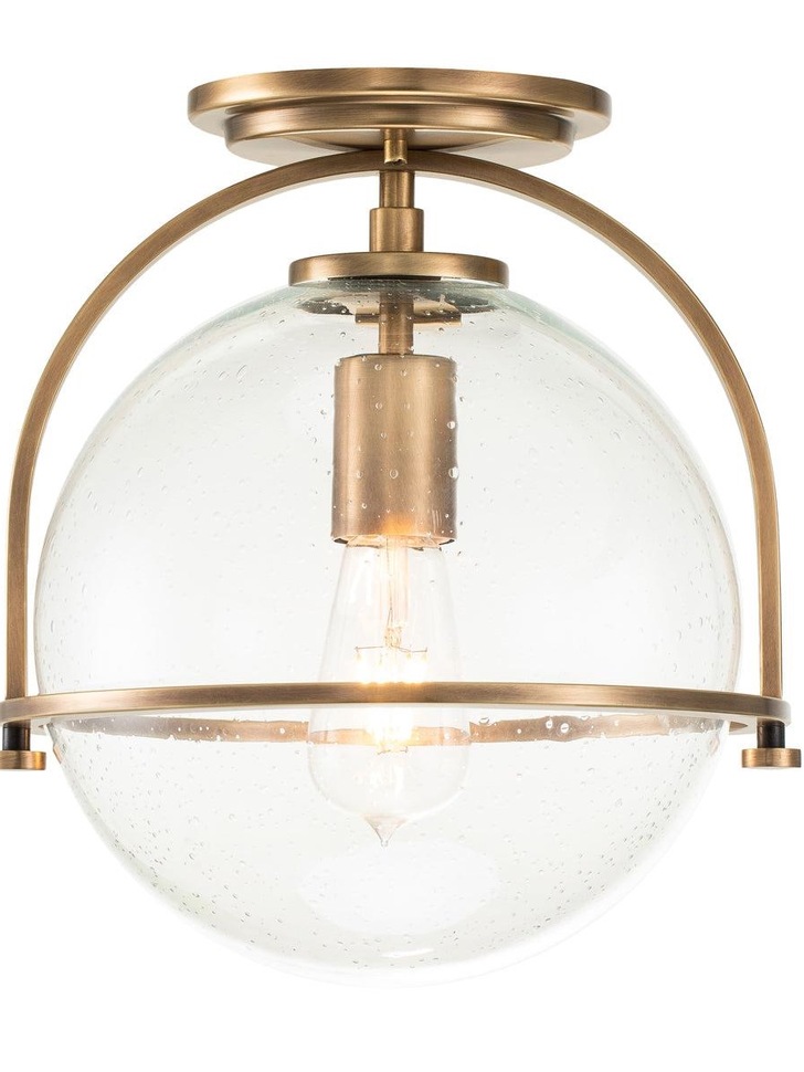 Quintiesse Somerset 1 Light Flush Mount In Heritage Brass Complete With Clear Glass - QN-SOMERSET-F-C-HB