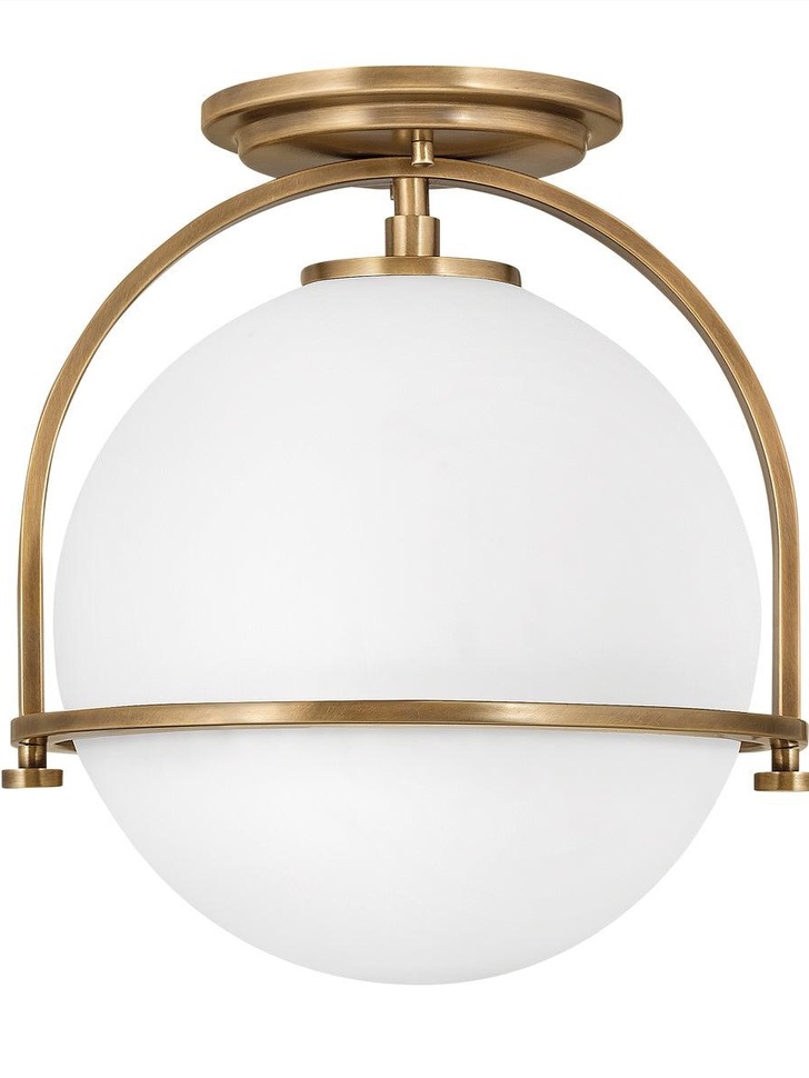 Quintiesse Somerset 1 Light Flush Mount In Heritage Brass Complete With Opal Glass - QN-SOMERSET-F-O-HB