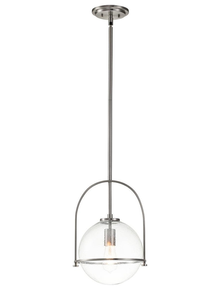 Quintiesse Somerset 1 Light Medium Pendant In Brushed Nickel With Clear Glass - QN-SOMERSET-P-C-BN