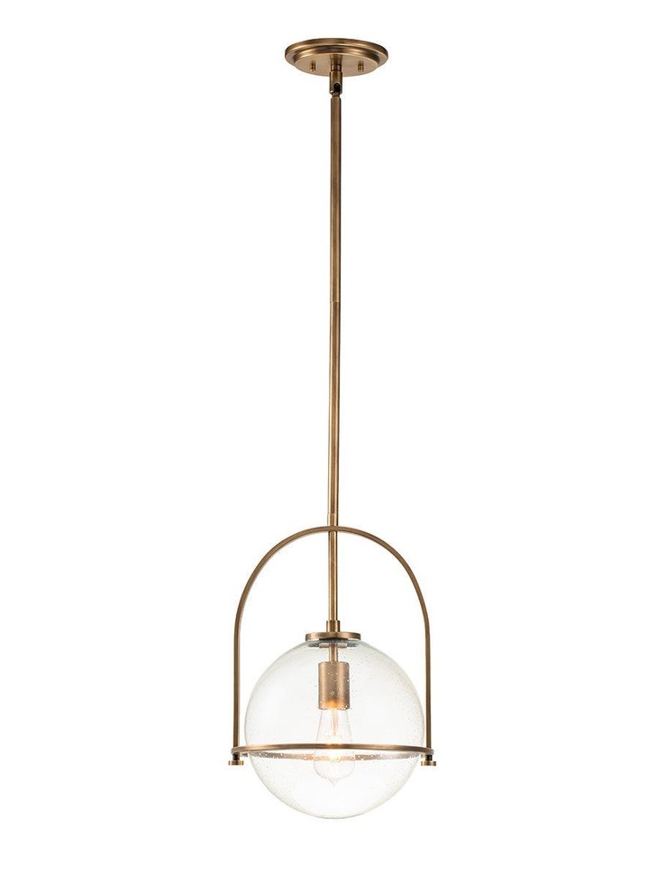 Quintiesse Somerset 1 Light Medium Pendant In Heritage Brass Complete With Clear Glass - QN-SOMERSET-P-C-HB