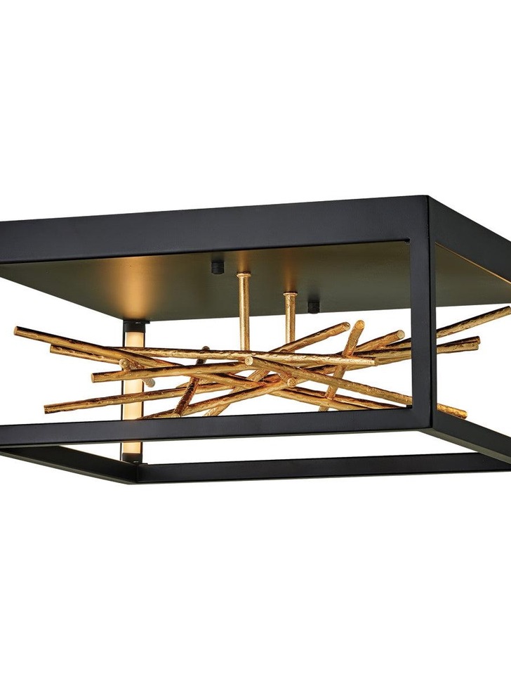 Quintiesse Styx LED Flush Mount Ceiling Light In Black And Gilded Gold - QN-STYX-LED-F-BG