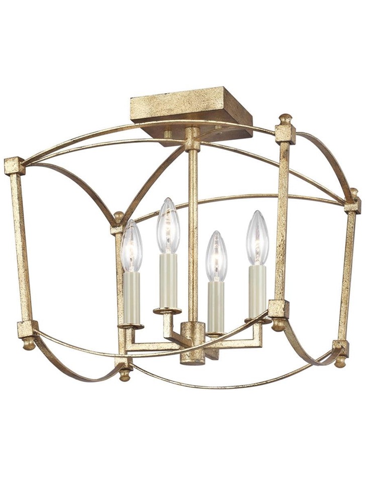 Quintiesse Thayer 4 Semi-Flush Light In Antique Gold - QN-THAYER-SF-ADB