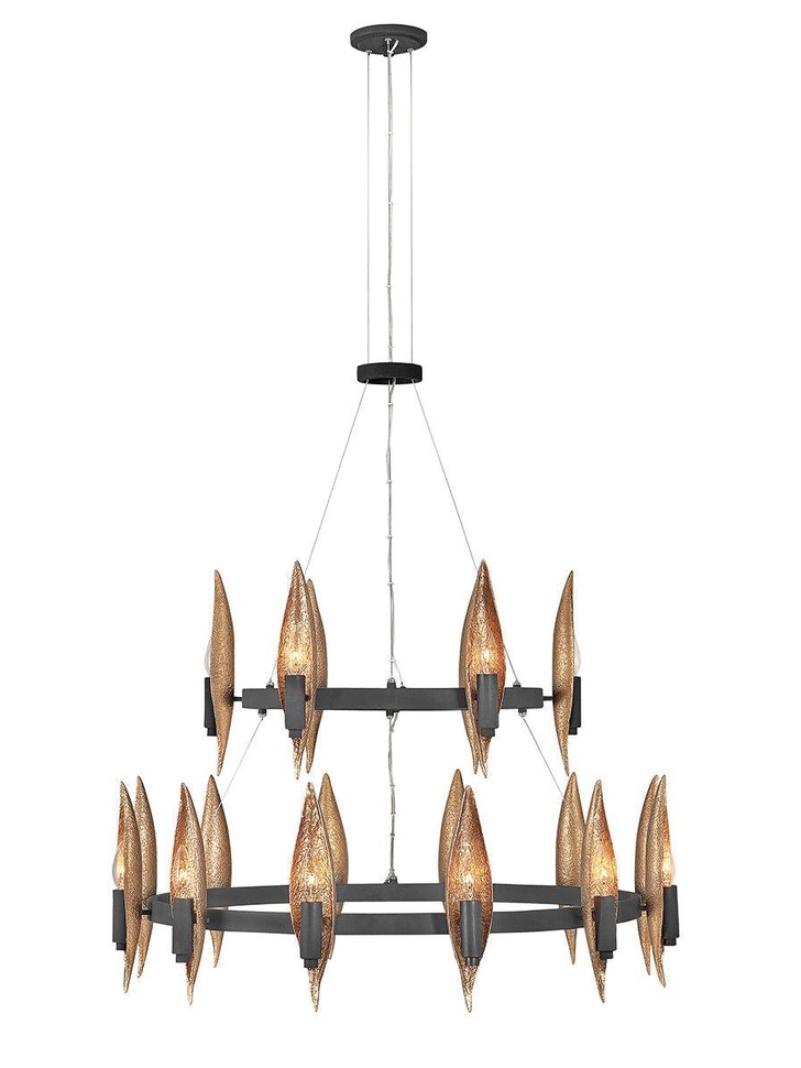 Quintiesse Willow 18 Light Extra Large 2 Tier Chandelier In Black And Gold - QN-WILLOW18-CBK