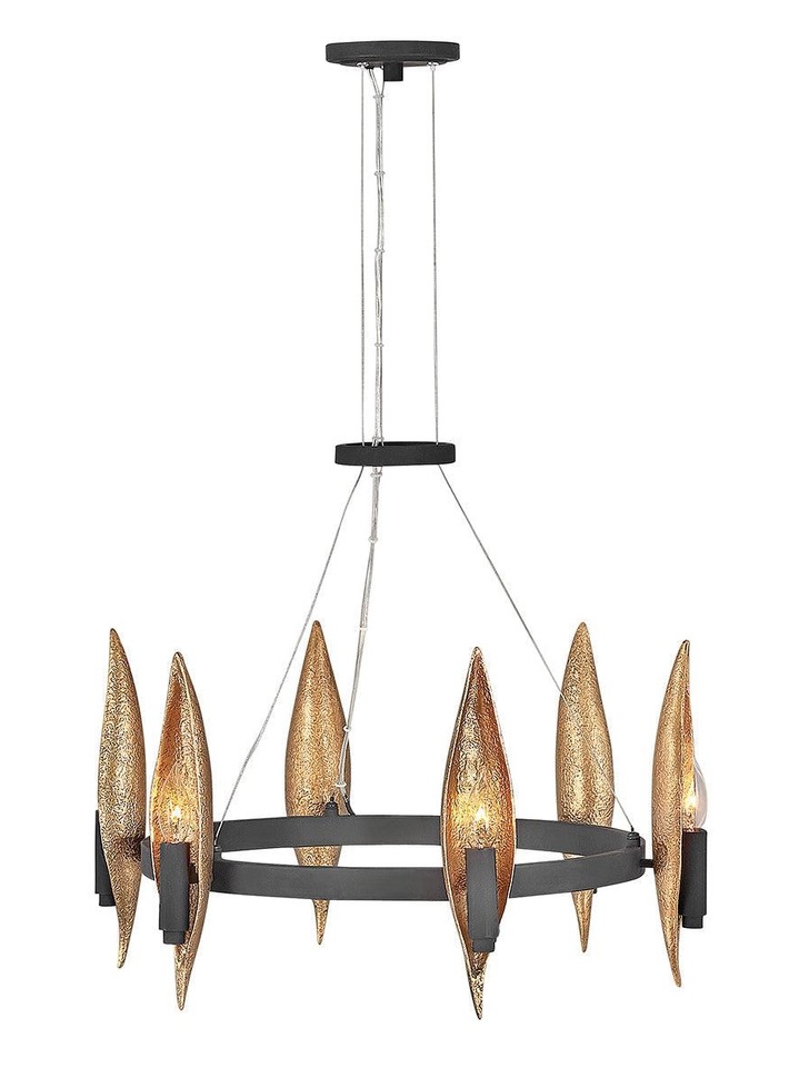 Quintiesse Willow 6 Light Chandelier In Black And Gold - QN-WILLOW6-CBK