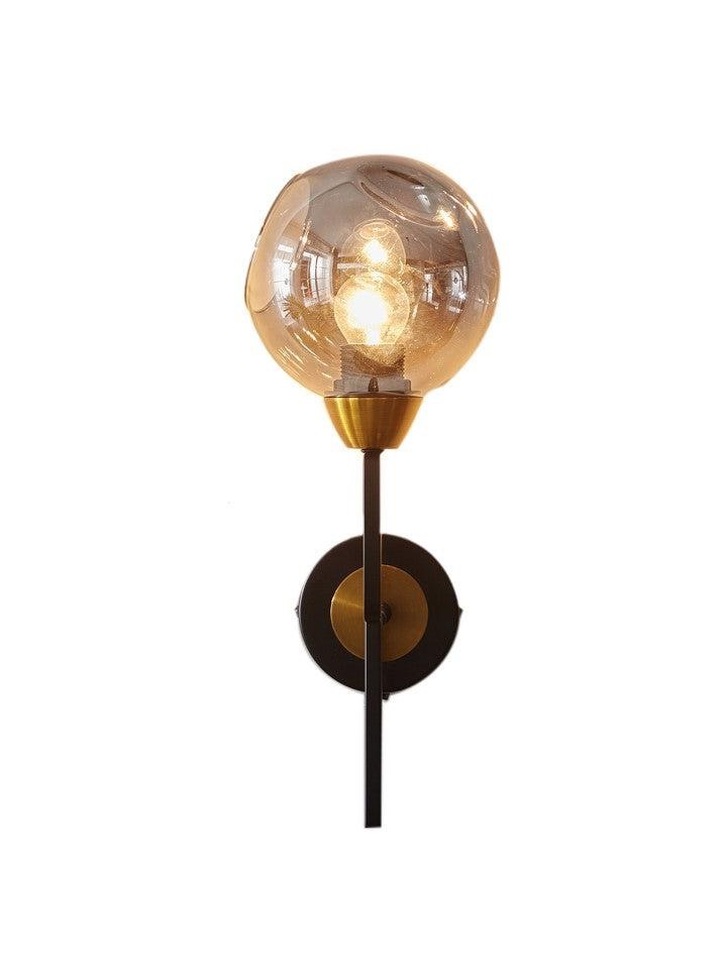 Stylish Lighting Chicago Matt Black And Gold Single Wall Light Complete With Smoked Glass