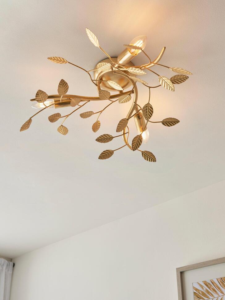 Thorlight Willa 3 Light Flush Ceiling Light Gold Leaf Finish