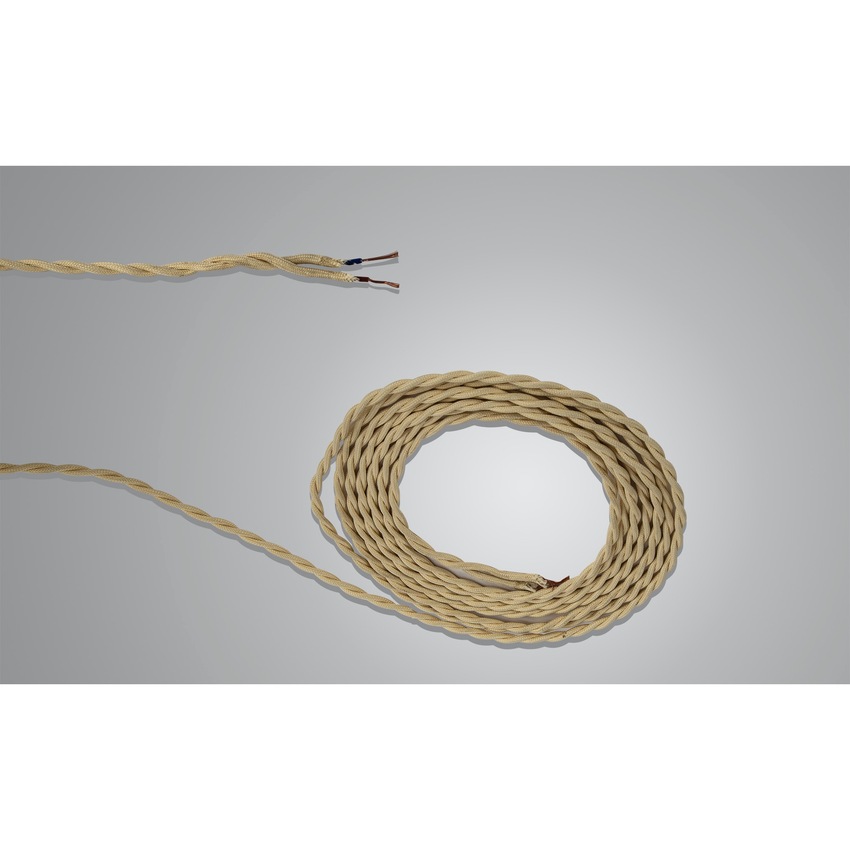 Photograph: 1 Metre Of Beige Braided Twisted 2 Core 0.75mm Cable