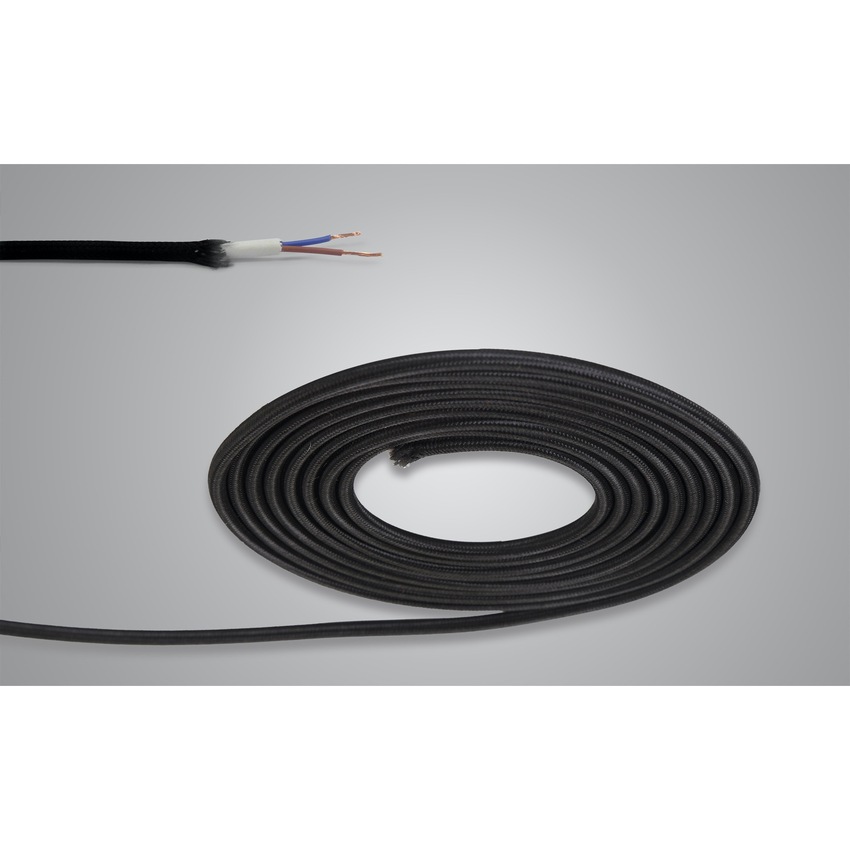 Photograph: 1 Metre Of Black Braided 2 Core 0.75mm Cable