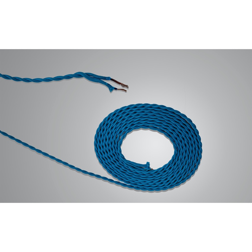 Photograph: 1 Metre Of Blue Braided Twisted 2 Core 0.75mm Cable