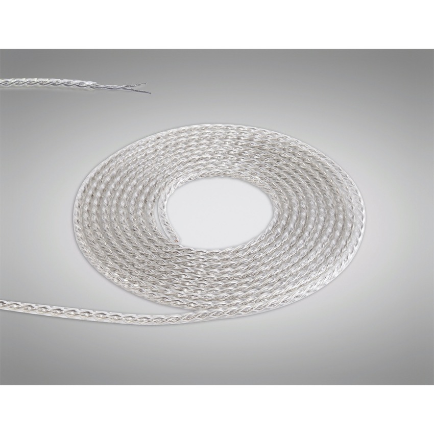 Photograph: 1 Metre Of Clear Braided Twisted 2 Core 0.75mm Cable