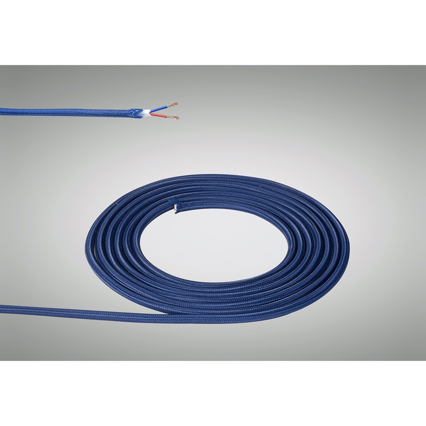 Photograph: 1 Metre Of Dark Blue Braided 2 Core 0.75mm Cable