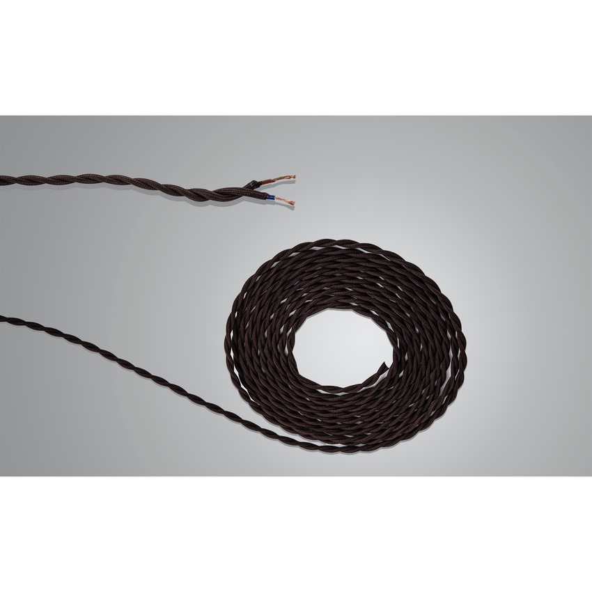 Photograph: 1 Metre Of Dark Brown Braided Twisted 2 Core 0.75mm Cable