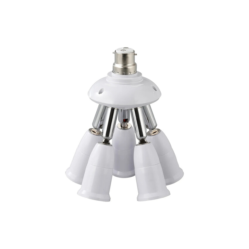 Photograph: 1 to 5 B22 to E27 Converter White Adjustable Lampholders