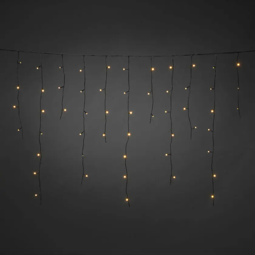 Photograph: 100 Amber Icicle Set Frosted Top Black Soft Cable 31V System