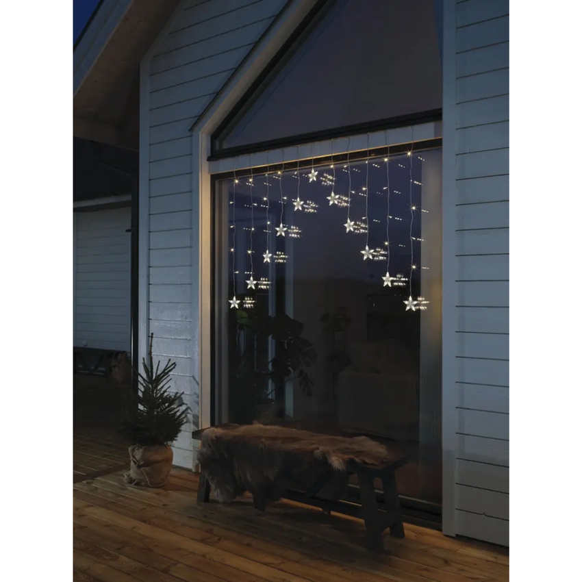 Photograph: 12 Clear Star Curtain 85 Warm White Led IP20