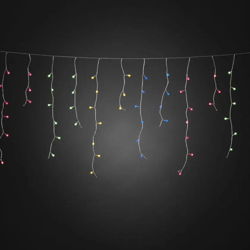 Photograph: 200 Cherry Multi Led Icicle Light Set Transparent Wire IP20