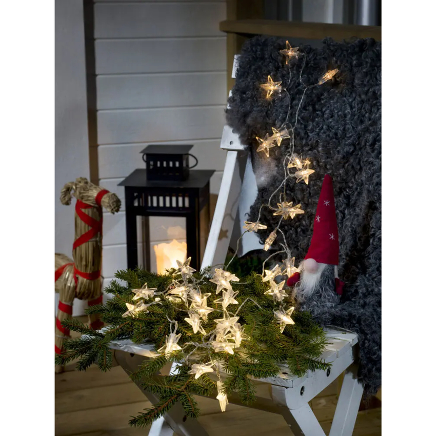 Photograph: 40 Warm White Led Plastic Star Light Set 6/9H Timer B/O