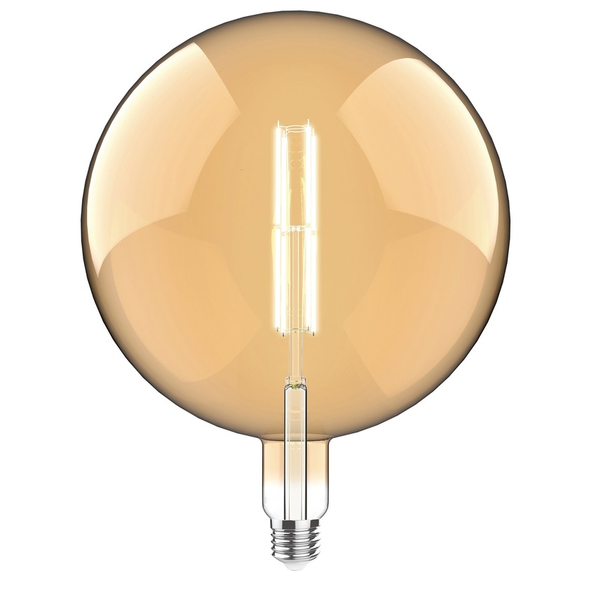 Photograph: 4W LED Classic Style Amber Finish Dimmable Globe Lamp - E27, 2100K