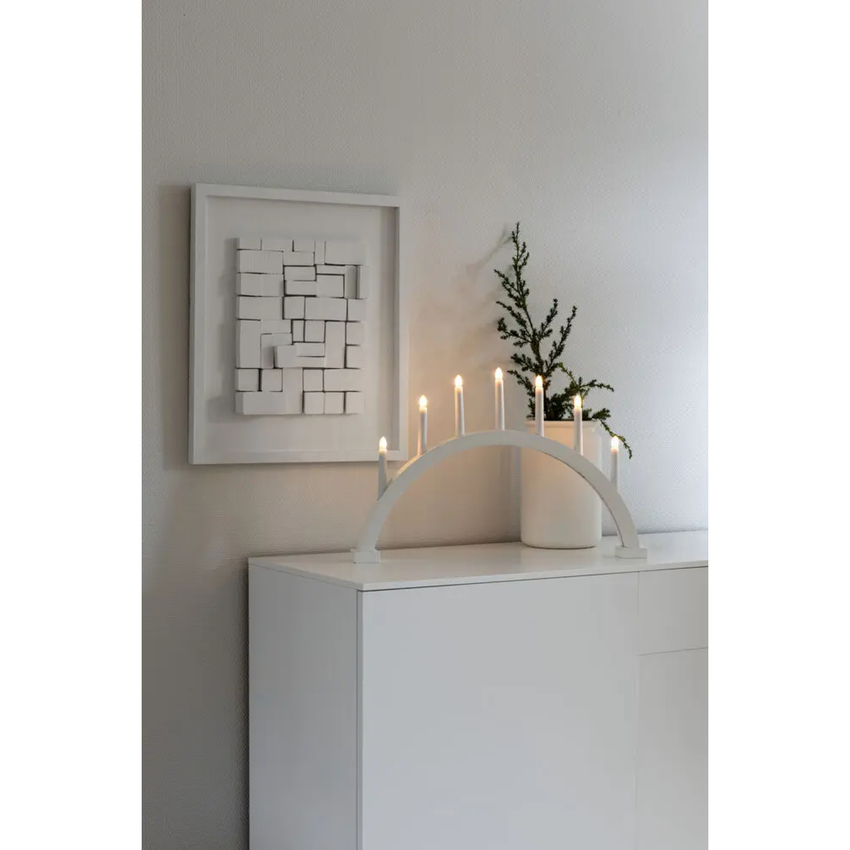 Photograph: 7 Bulb Led Candlestick Matt White - On/Off switch - 230V