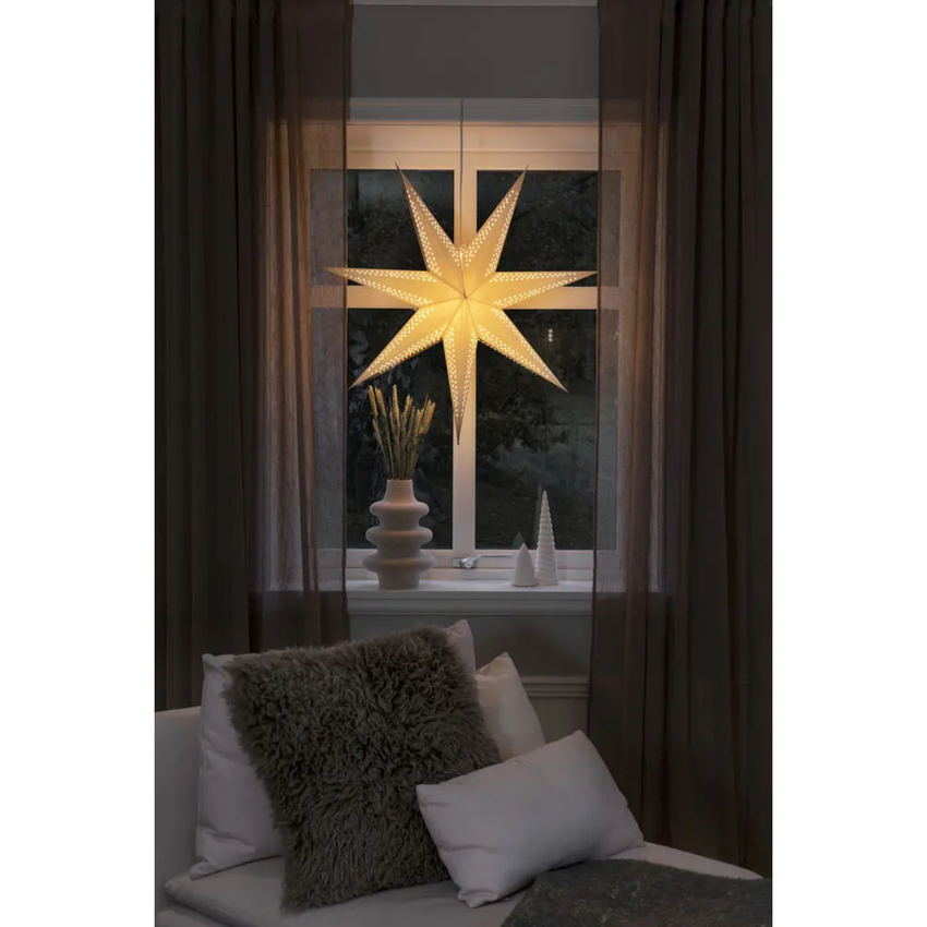 Photograph: 7 Point Hanging Paper Star 78cm Grey with Cord Set 230V